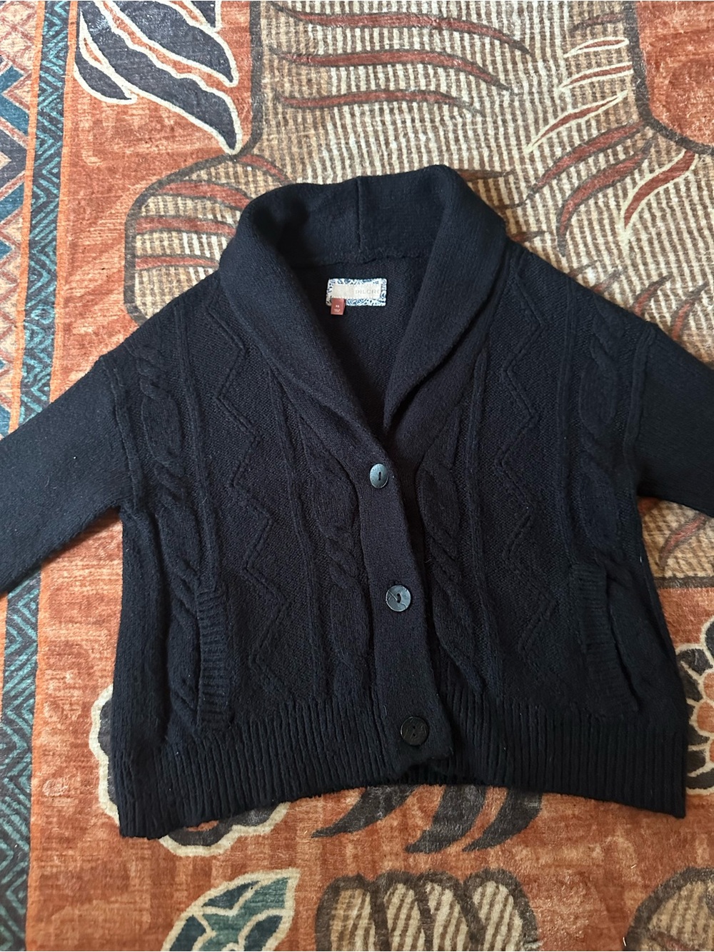 Pilcro Black Cable Knit Shawl-Collar Cardigan - Picture 2 of 5